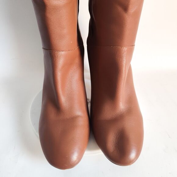 Cole Haan Knee High Tall Riding Boots Size 11 Leather Camel Tan Block Heel Prep - Picture 6 of 11
